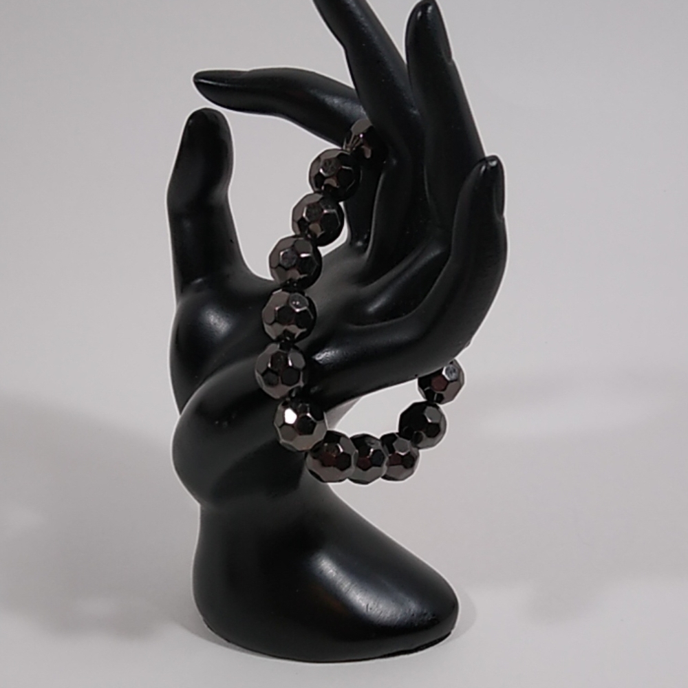 Bracelet Black Metallic Stretch Handmade